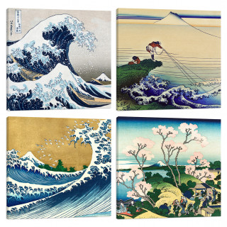 Set 4 Quadri Katusushika Hokusai  ideali per la tua casa, ufficio, ristorante, hotel